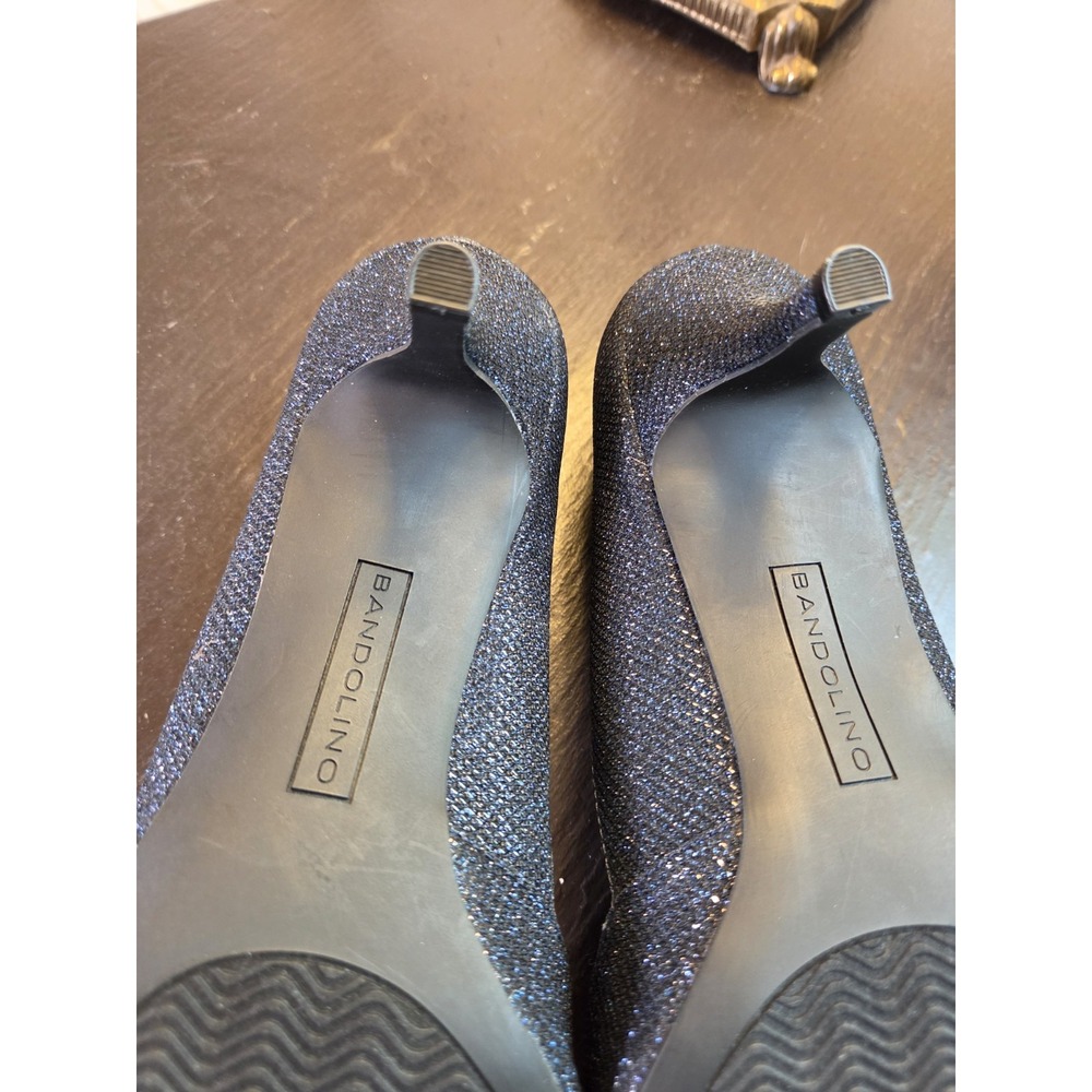 Bandolino Women's Bdniella Peak Toe Sparkle Navy Silver Bow Heels Size 10M NEW! - Picture 11 of 12